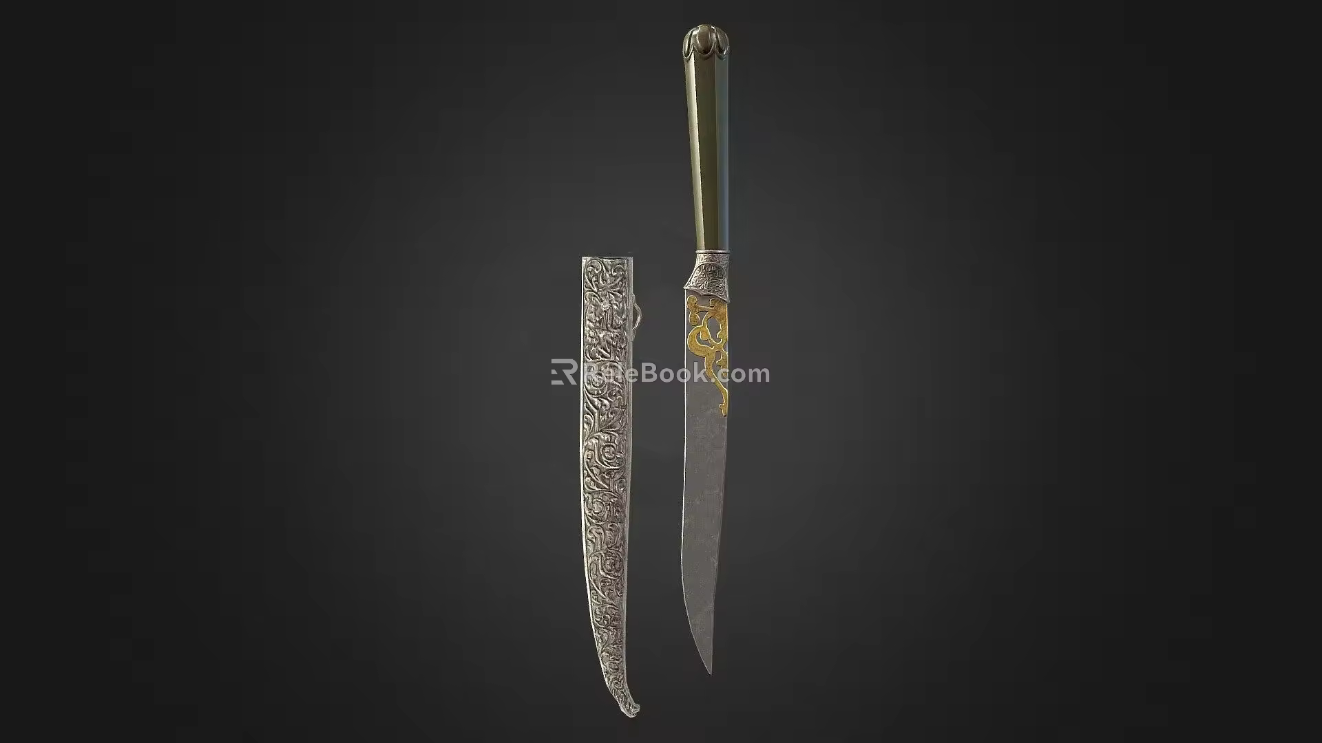 Ottoman Jade Handle Knife 3d model