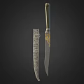 Ottoman Jade Handle Knife 3d model