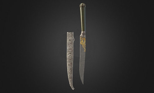 Ottoman Jade Handle Knife 3d model