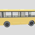 Yellow Bus Exterior Design With Large Windows And Black Wheels 3d model