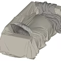 Beige Sectional Sofa with Gray Pillows and Cozy Blanket in Minimalist Living Room Design