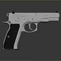 Metallic Pistol With Black Grip Classic Design And Reflective Surface Isolated On Dark Background