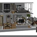 Modern Living Dining Room Interior With Open Layout Sofa Dining Table Windows And Plants