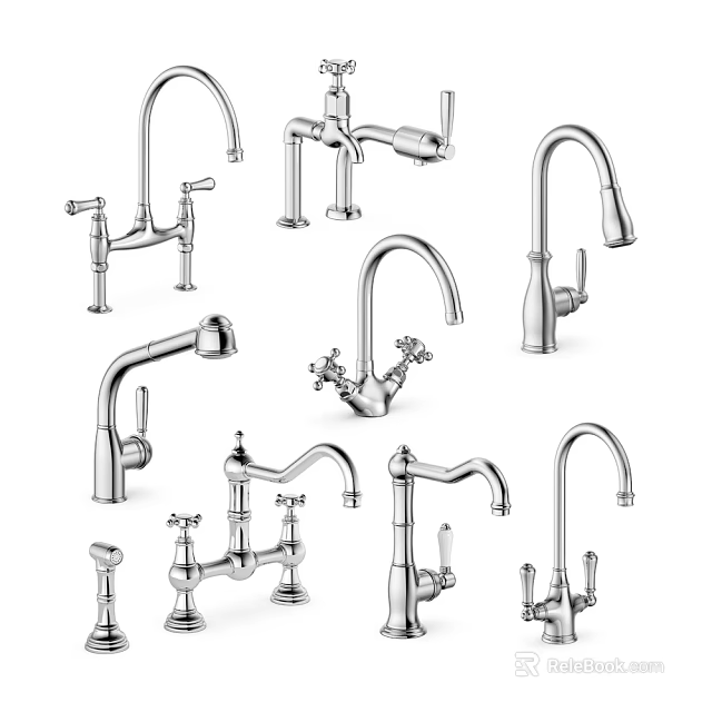 Various Modern and Classic Kitchen Bathroom Faucet Styles and Designs 3d model 