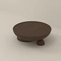 Modern Round Brown Wooden Coffee Table With Three Support Legs Design 3d model