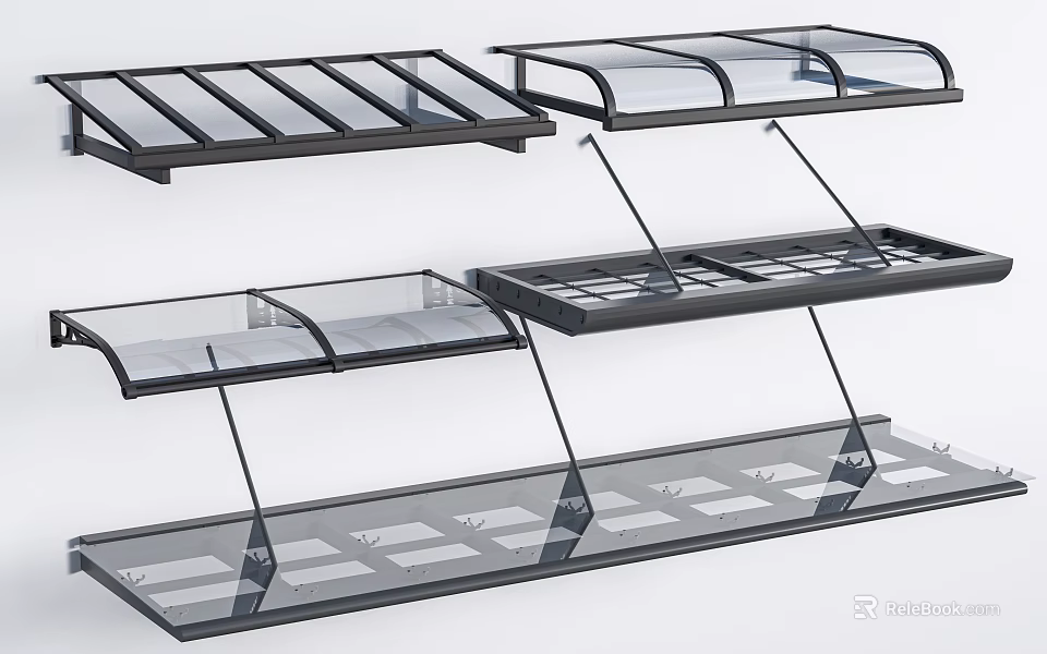 Modern Glass Outdoor Awnings With Stylish Frame Structures And Designs 3d model 
