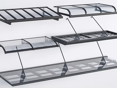 Modern Glass Outdoor Awnings With Stylish Frame Structures And Designs 3d model