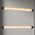 Modern Minimalist Long Cylindrical Pendant Lights With Wooden Texture And Black Frame