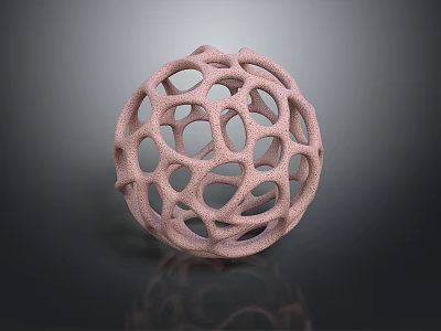 Artistic Pink Hollow Sphere With Intricate Geometric Design And Textured Surface 3d model