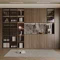 Modern Wine Cabinet Design With Wooden Frame Glass Doors And Open Shelving Interior
