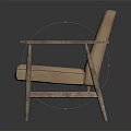 Vintage Style Leisure Chair With Wooden Arms And Beige Fabric Upholstery