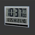 Digital Electronic Clock With Time Date Temperature Display And Sleek Silver Frame On Reflective Surface 3d model