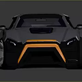 Sleek Gray Sports Car With Orange Accents Silver Wheels And Futuristic Design
