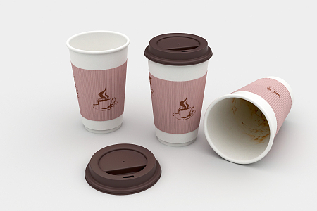 Modern Paper Cup Paper Cup Milk Tea Cup 3d model