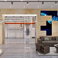 Modern Clothing Store Interior With Display Racks Seating Area And Wall Art