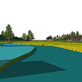 Scenic Rural Landscape With Rolling Green Fields Trees And Country Houses