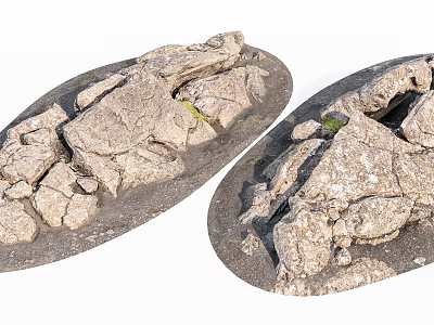 Natural Stone and Wood Textures with Moss in Rustic Outdoor Design 3d model
