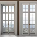 Double French Doors With White Frames Multiple Glass Panes And Scenic Exterior View