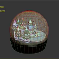 Decorative Snow Globe with Green Pine Trees Small House Snowy Ground and Falling Snowflakes