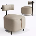 Modern Beige Single Sofa with Linen Fabric Black Legs and Armrest Design
