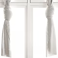 Elegant White Sheer Curtains With Tiebacks For Window Decoration 3d model