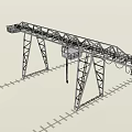 Industrial Gantry Crane With Metal Structure And Rail Tracks In Open Space