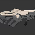 Futuristic Sci Fi Weapon With White Mechanical Design And Tactical Features 3d model
