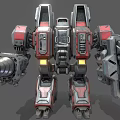 Red and Gray Armored Battle Robot With Heavy Weapons And Mechanical Structure