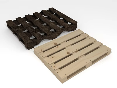 Two Industrial Wooden Pallets In Dark And Light Colors For Transport Storage 3d model