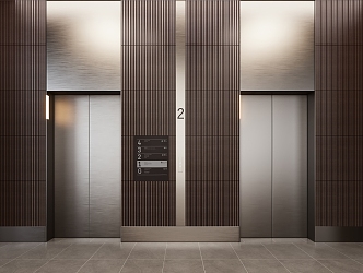 modern elevator hall 3d model