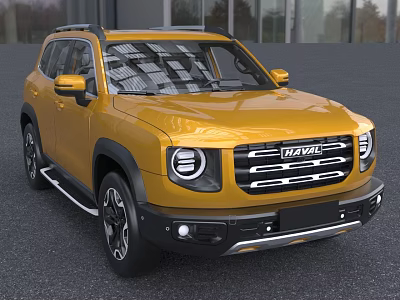 Yellow HAVAL SUV Modern Exterior Design With Stylish Front Grille And Headlights 3d model