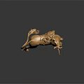 Golden Unicorn Statue With Elegant Design Detailed Mane And Shiny Finish
