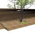Modern Corridor Shelf Wooden Corridor Tree Pool 3d model