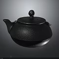 Traditional Metallic Teapot With Textured Surface Round Knob Lid And Curved Spout