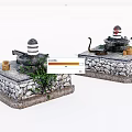 Garden Ornaments With Stone Pedestal Ivy Vines Dome Structure And Snake Decoration