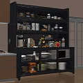 Modern Kitchen Sideboard With Transparent Glass Doors And Ample Storage Space For Kitchen Supplies