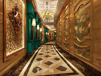 European-style aisle 3d model European-style aisle 3d model