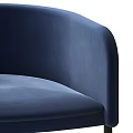 Modern Blue Velvet Accent Chair With Curved Armrests And Black Metal Circular Base