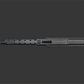 Tactical Military Weapon With Metallic Structure Multiple Holes Black Grip And Blue Red Tanks
