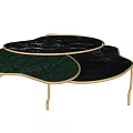 Modern Coffee Table With Black Marble Top And Gold Metal Legs Design