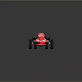 Red Spoon Shaped Toy Car With Coca Cola Logo And Black Wheels