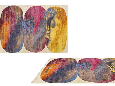 Soft Vibrant Square Area Rug With Abstract Colorful Patterns And Soft Texture For Living Room 3d model