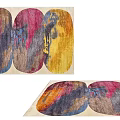 Soft Vibrant Square Area Rug With Abstract Colorful Patterns And Soft Texture For Living Room