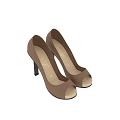 Brown Peep Toe High Heels With Black Heel And Gold Sole
