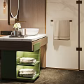 Elegant Warm Luxury Bathroom With LED Lighted Oval Mirror Marble Vanity And Glass Shower Space