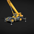 Yellow And Black Utility Vehicle Crane With Extended Boom And Mobile Base