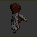 Brown Leather Decorative Glove With Silver Metal Plates Unique Design