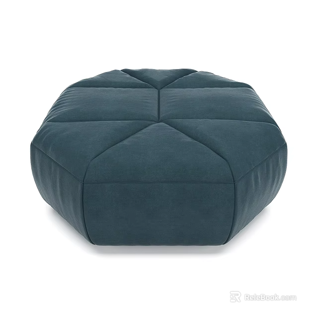 Dark Blue Octagonal Lazy Sofa With Soft Cushioned Stitched Design 3d model 