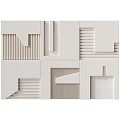 White 3D Textured Wall Decor With Geometric Modular Minimalist Design 3d model