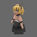 Game Character 3D Model With Blonde Hair Crown And Spiked Accessories On Pedestal